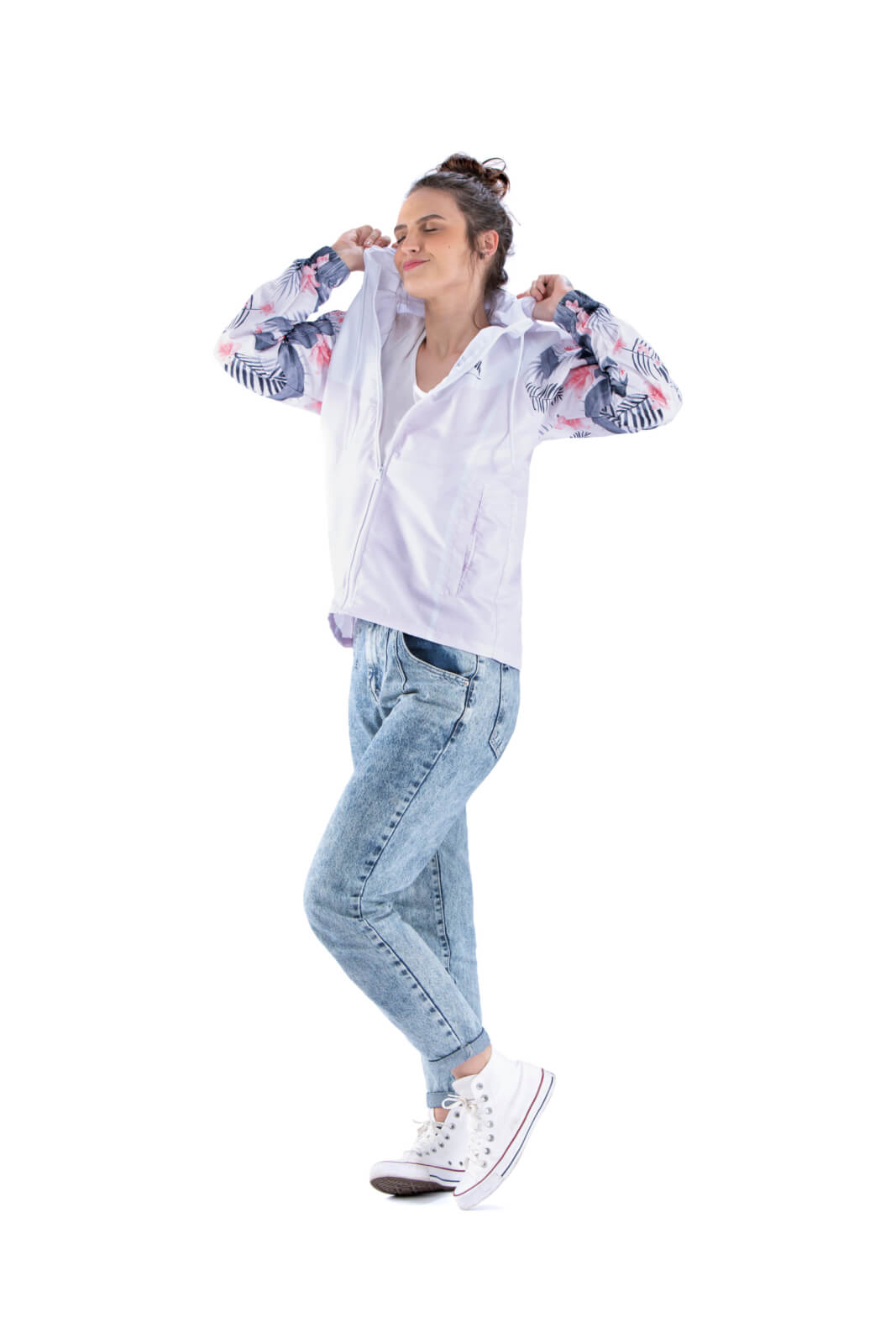 Corta vento floral sales feminina